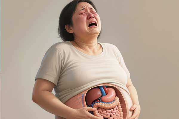 bloated stomach shortness of breath